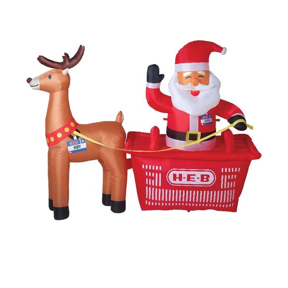 HEB H-E-B Santa Clause and Rudy Holiday Christmas Inflatable NIB - Picture 2 of 2